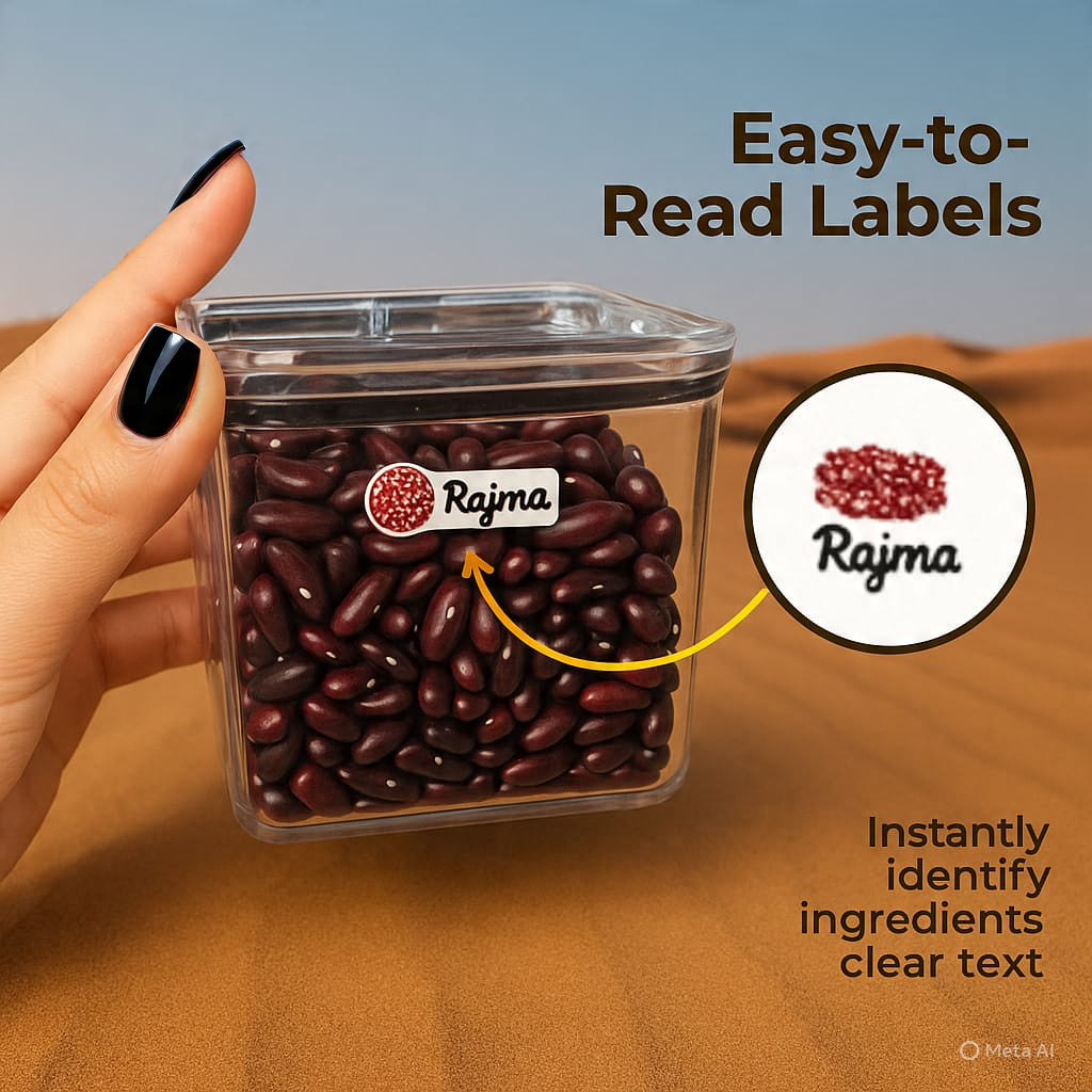 3D Waterproof Kitchen Spice Jar Label Stickers (Pack of 60 Stickers)