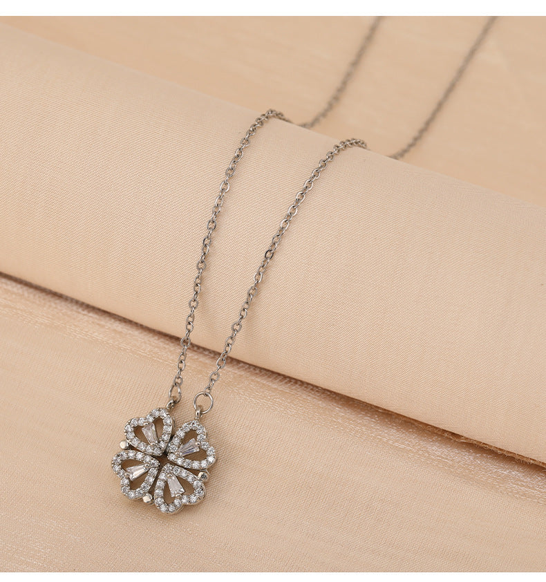 Four-Leaf Clover Hearts Necklace-1