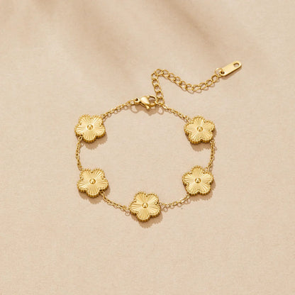 Golden Clover Flower Bracelet-4