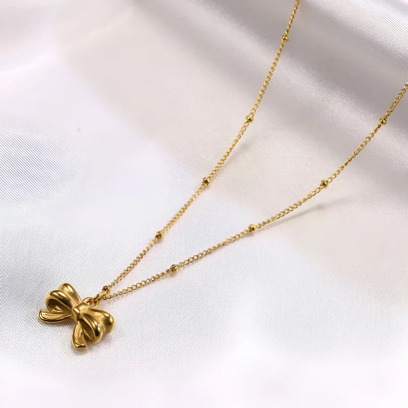 Dainty Bow Pendant Necklace-3