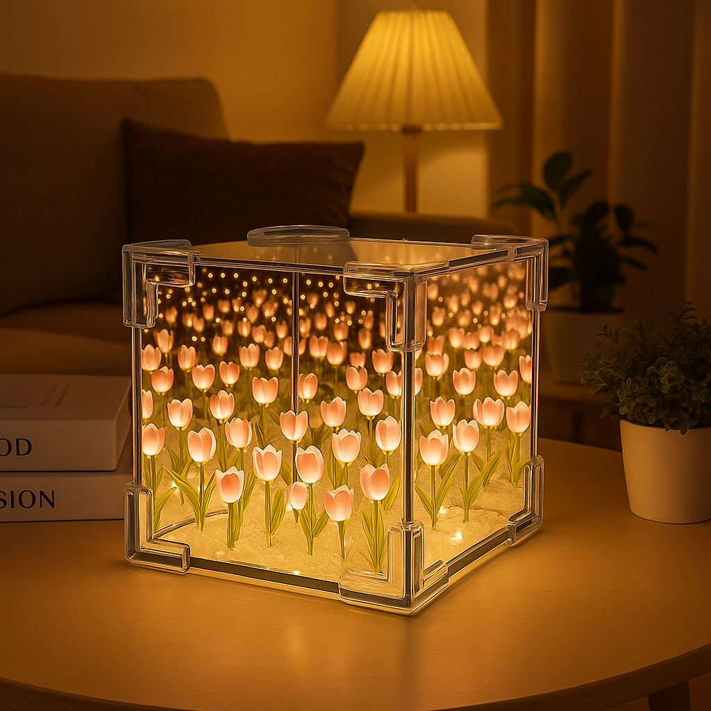 Tulip Mirror Lamp – Elegant Multicolor Desk Light 🌷