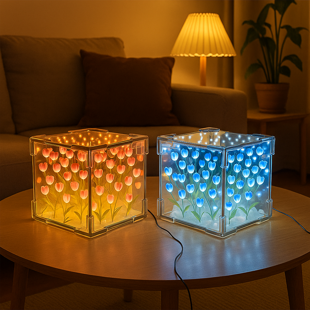 Tulip Mirror Lamp – Elegant Multicolor Desk Light 🌷