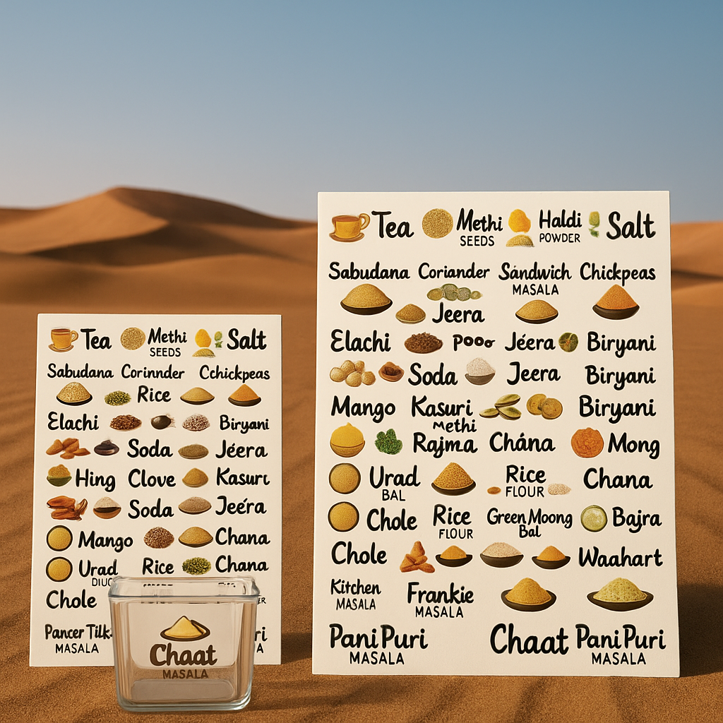 3D Waterproof Kitchen Spice Jar Label Stickers (Pack of 60 Stickers)