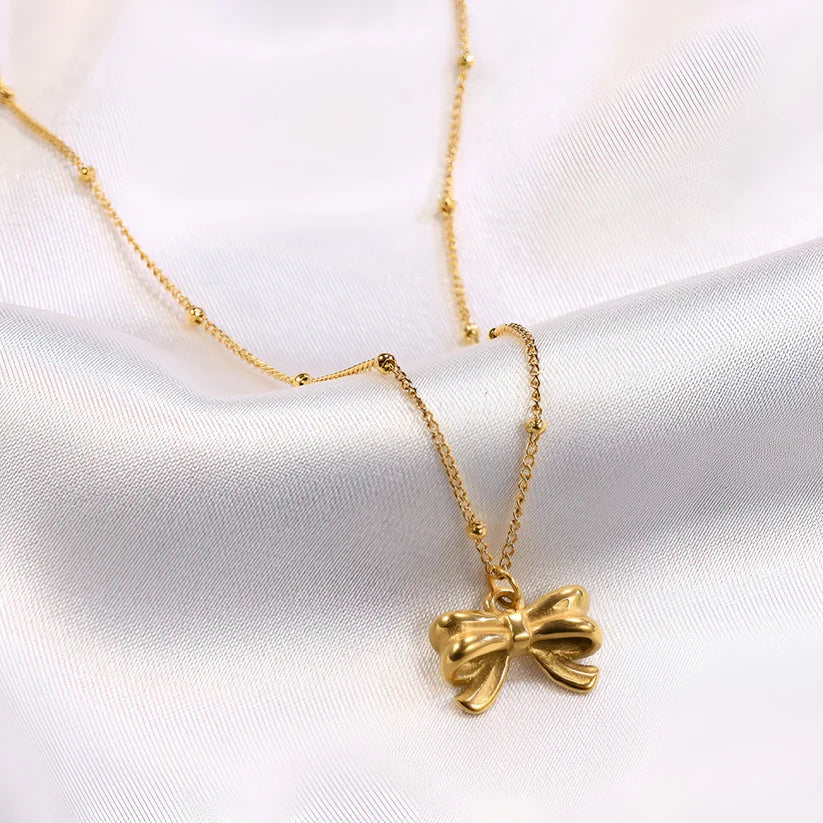 Dainty Bow Pendant Necklace-4
