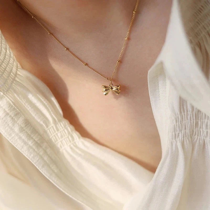 Dainty Bow Pendant Necklace-1