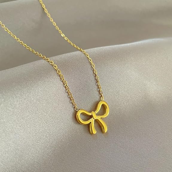 Elegant Bow Pendant Necklace-3